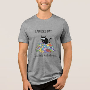 Laundry Day Schwarze-Katze-Liebhaber-T-Shirt Tri-Blend Shirt
