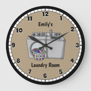 Laundry Room Round Clock Große Wanduhr