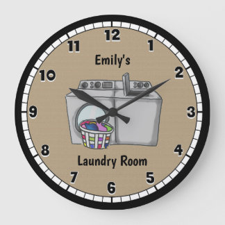 Laundry Room Round Clock Große Wanduhr