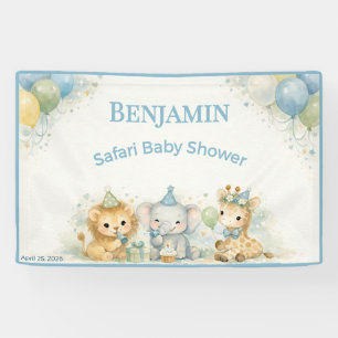 Laune Löwe Elefant Giraffe Pastell Jungen-Party Banner