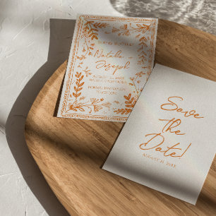 Laune Orange Gezeichneter Floraler Garten Save The Date