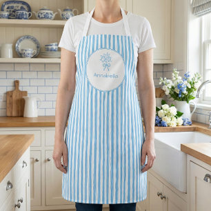 Launenhafte blaue weiße Streifen Preppy Schürze
