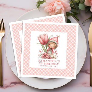 Launenhafte Feen-Mädchen 4. Geburtstag Florales Ro Serviette