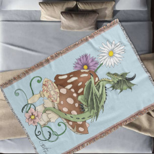 Launenhafte Grüne Fantasie Drache Pilz Blumen Decke