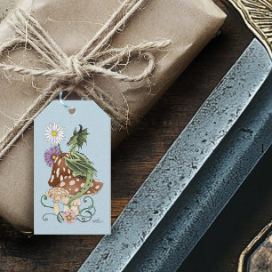 Launenhafte Grüne Fantasie-Drachen-Pilz-Blumen Geschenkanhänger
