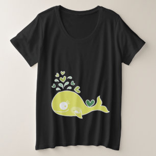 Launenhafte grüne werdende Walfrau mit Baby Große Größe T-Shirt