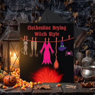 Launenhafte Hexen-Wäscheleine Halloween-Grafik-Kun Karte