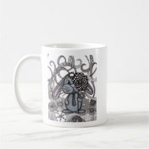 Launenhafte Keramik-Tasse mit Kaninchen in Krawatt