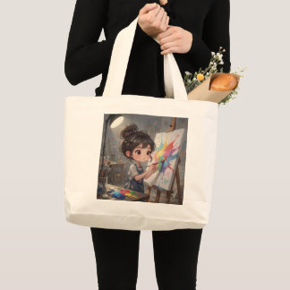 Launenhafte Mädchenmalerin-Tasche Jumbo Stoffbeutel