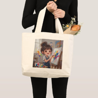 Launenhafte Mädchenmalerin-Tasche Jumbo Stoffbeutel