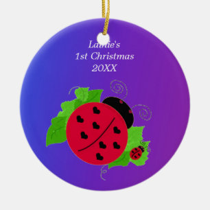 Launenhafte Marienkäfer-Babys erstes Weihnachten Keramikornament
