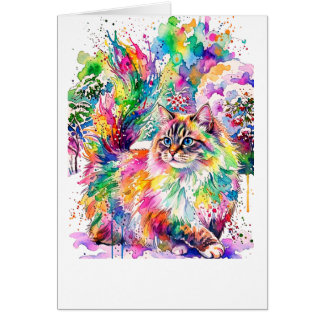 Launenhafte Regenbogen-Wasserfarben-Fluschkatze im