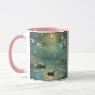 Launenhaften Libellen und Schildkröten auf einem T Tasse