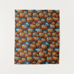 Launenhafter Kürbis Halloween Wandteppich