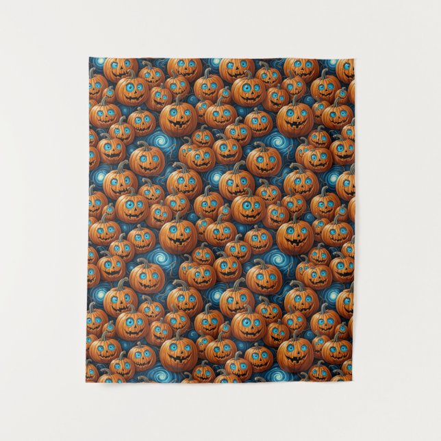 Launenhafter Kürbis Halloween Wandteppich (Vorderseite)
