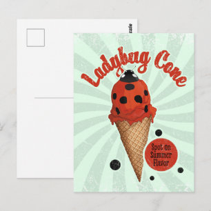 Launenhafter Marienkäfer   Retro-Vintage-Eiskunst- Postkarte