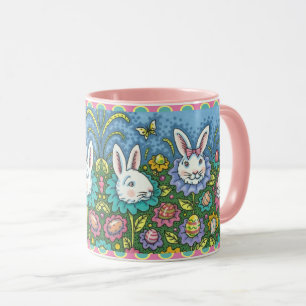 LAUNENHAFTER OSTEREI-GARTEN, KANINCHENBLUMEN TASSE