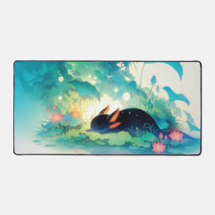 Launenhafter schlafender schwarzer Axolotl im magi Schreibtischunterlage