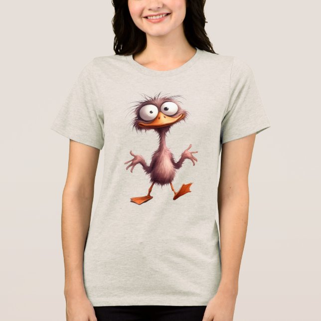 Launenhafter Vogel Tri-Blend Shirt (Vorderseite)