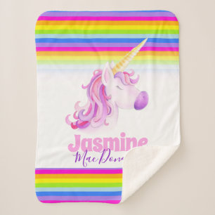 Launenhaftes Einhorn Regenbogenstreifen Sherpadecke