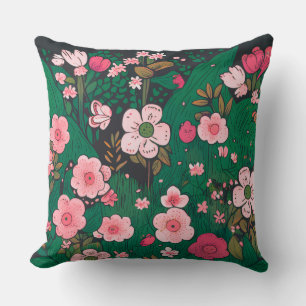Launenkissen mit rosa Blumengartenmuster Kissen