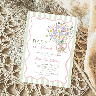 Launige Baby-in-Bloom-Blumen-Baby-Party Einladung