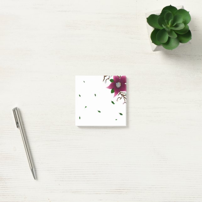 Launige Blume und fallende Blätter Post-it Klebezettel (Büro)