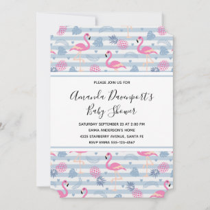 Launige Flamingo- und Ananas-Muster-Baby-Shower Einladung
