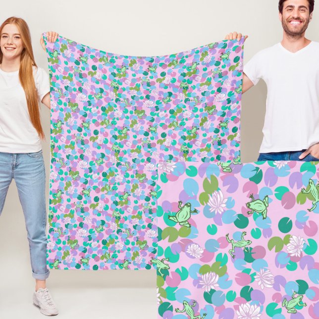 Launige grüne Frösche Rosa Fleece-Decke  Fleecedecke (Von Creator hochgeladen)