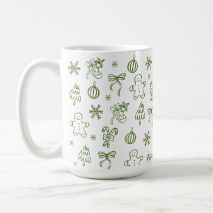 Launige handgezeichnete Doodle-Grüntöne Kaffeetasse