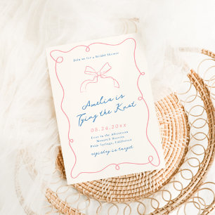 Launige handgezeichnete rosa und blaue Bridal Show Einladung