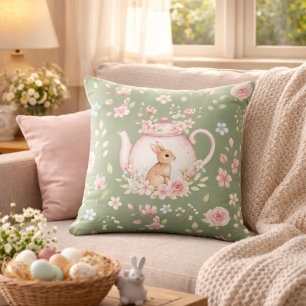 Launige Hase-Teekanne Floral Ostern Kissen