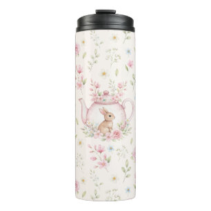 Launige Hasen-Teekanne Frühlingsblumen Thermosbecher