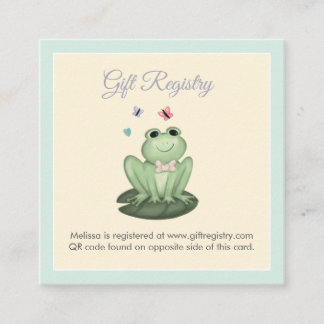 Launige Hellgrüne Frosch-Baby-Registry-QR Begleitkarte