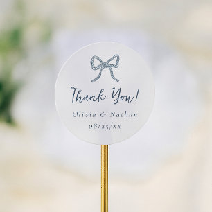 Launige Retro Blaue Schleife Hochzeit Danke Favor Runder Aufkleber
