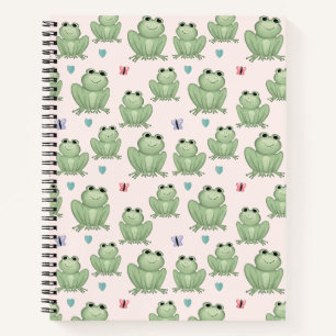 Launige rosa Aquarell-Frosch-Kinderzimmer Notizbuch