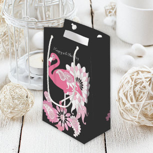 Launige schwarze rosa Flamingo-Geburtstagsfeier Kleine Geschenktüte