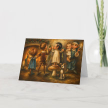Launige Vintage-Weihnachtselfen-Ölgemälde
