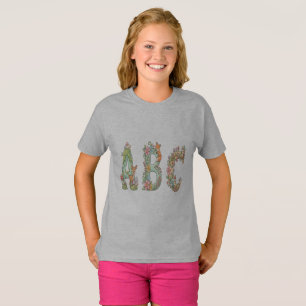 Launige Wald-ABC-Buchstaben mit niedlichen Tieren  T-Shirt