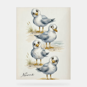 Launige Wasserfarbe Möwenfamilie Strand Acrylschild