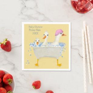 Launige Wasserfarben-Enten im Badewannen-Baby-Show Serviette
