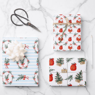 Launige Wasserfarben-Weihnachten   Feiertage Geschenkpapier Set
