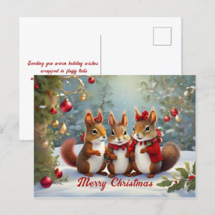 Launige Weihnachts-Eichhörnchen-Freude  Postkarte
