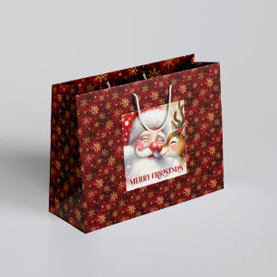 Launige Weihnachtsmann- und Rotnase-Rudolph-Tasche Große Geschenktüte