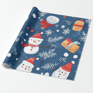 Launiger blauer Schneemann Geschenkpapier