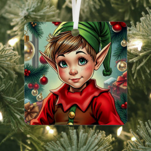 Launiger Cartoon-Elf Personalisiertes Weihnachte Ornament Aus Metall