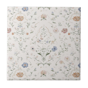 Launiger Cottagecore-Pastell-Wasserfarben-Wildblum Fliese