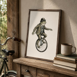 Launiger Frosch auf Einrad Vintage-Poster Poster