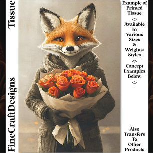 Launiger Fuchs, Orangenrosen Bouquet DC5 Decoupage Seidenpapier