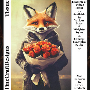 Launiger Fuchs, Orangenrosen-Sträußchen DC5F Decou Seidenpapier
